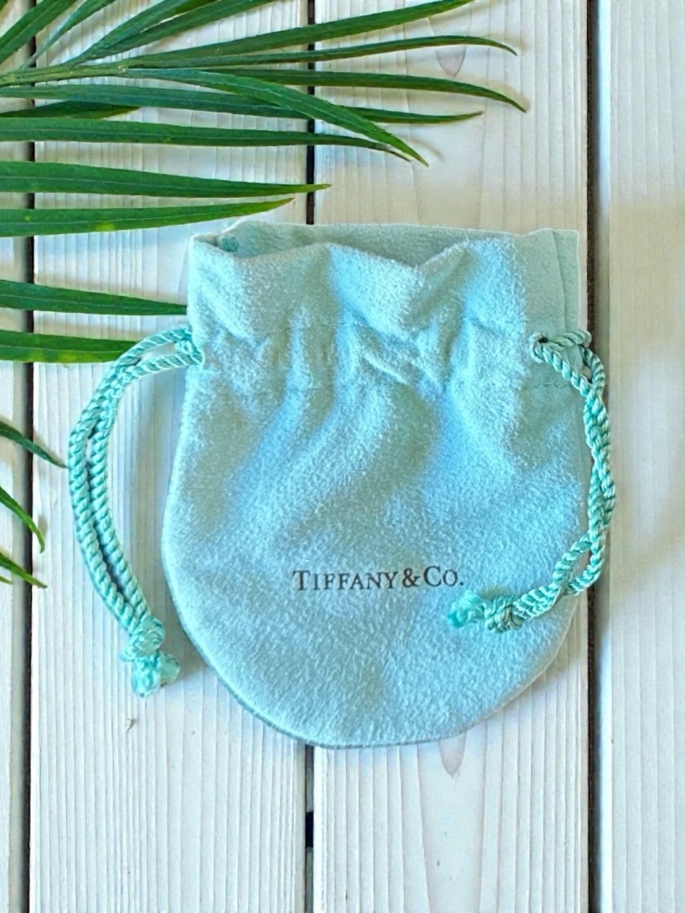 TIFFANY & CO. Small Blue Suede Drawstring Jewelry Pouch